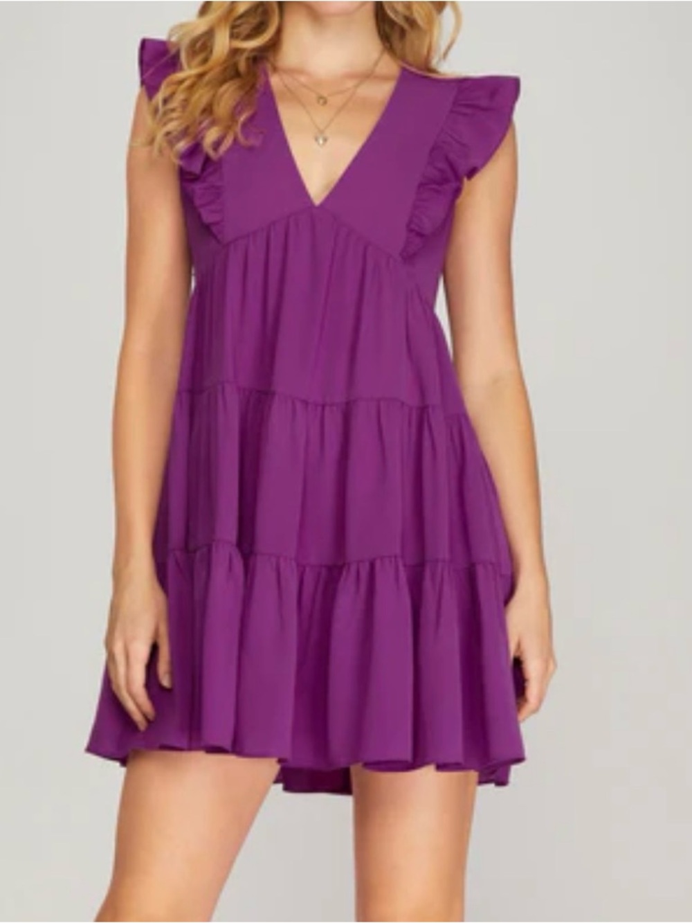 Purple Ruffle Game Day Dress
